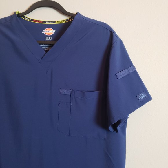 Dickies Men's Navy Blue EDS Essentials V-Neck Scrub Top Small - Picture 3 of 8